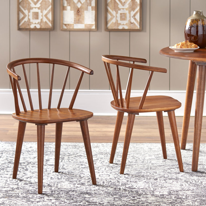 Demi-Lee 18'' H Solid Wood Side Chair, Walnut