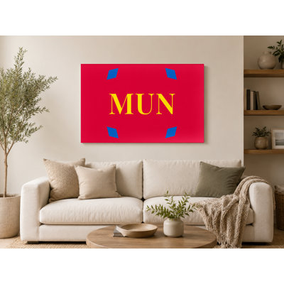 Munich World City Luxury Diamond Monogram — Blue Red Yellow — Canvas Wall Art