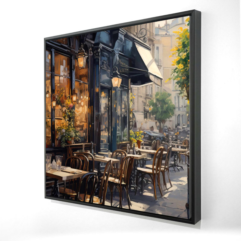 Street Corner cafe - toile encadrée 36 po x 36 po
