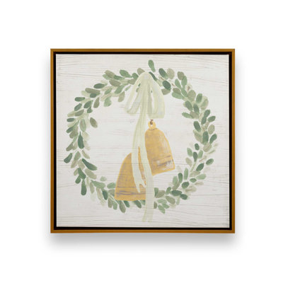 «Holiday Bells Wreath II», reproduction sur toile dans un cadre