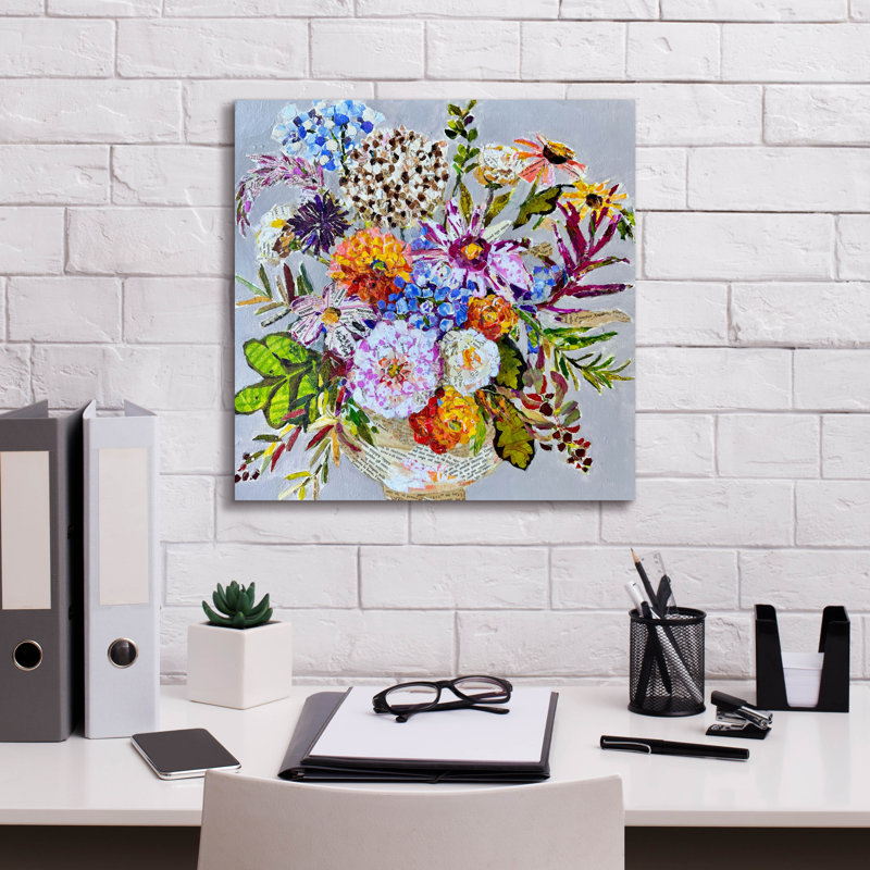 «Mixed Floral» par St Hilaire Elizabeth, art mural sur toile, H 18 po x l 18 po