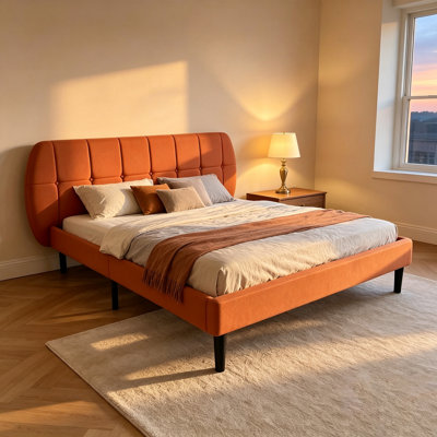 Velvet Upholstered Platform Bed Frame with Tufted Headboard, Sturdy Metal Legs, Noise-Free Design, Easy Assembly, No Box Spring Needed