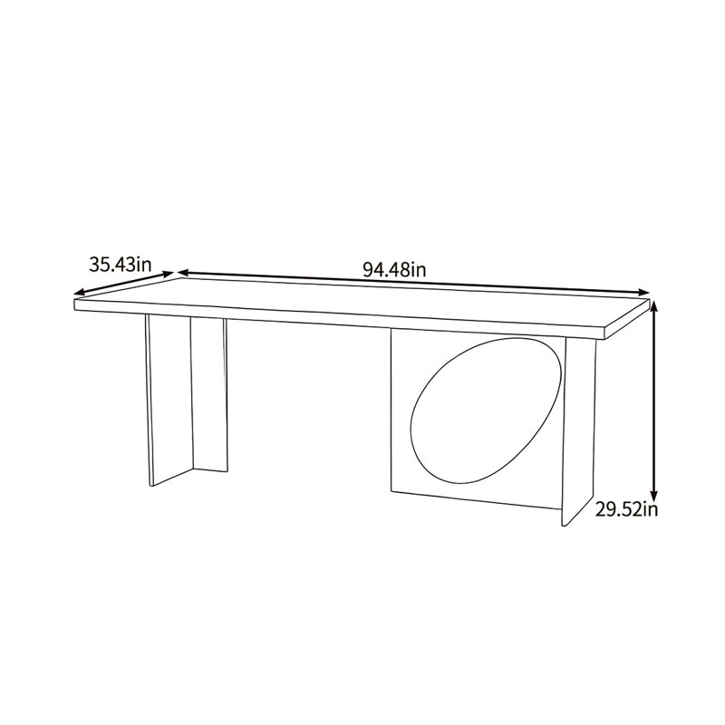Table de comptines élégante en bois massif, H 29,52 po x L 94,48 po x l 35,43 po