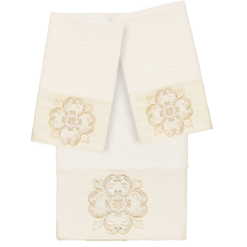 ALYSSA 3 Piece Turkish Cotton Towel Set, Cream