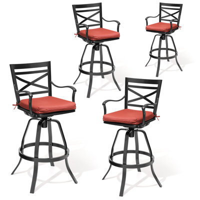Guislaine 30" Aluminum Swivel Patio Bar Stool with Sunbrella Cushion by Williston Forge