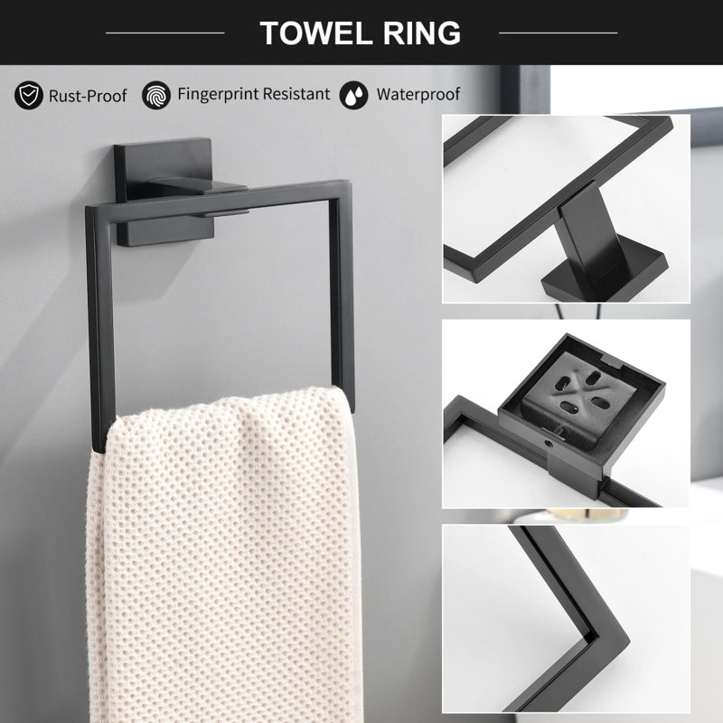Matte Black 5-Piece Stainless Steel Bathroom Hardware Set