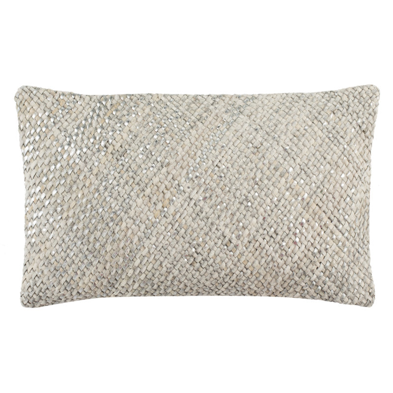 Shelby White Cowhide 12" x 20" Throw Pillow