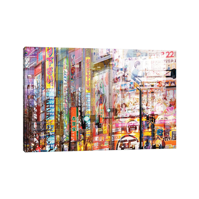 Akihabara Manga 1 Piece Wrapped Canvas Painting, 101.6 cm H x 66.04 cm W x 1.91 cm D