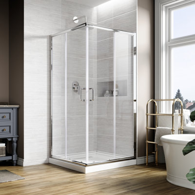 36'' W 72'' H Framed Square Reversible Shower Enclosure