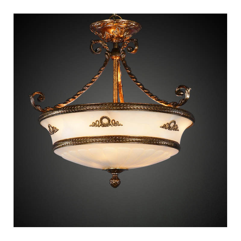 Desilva Glass Semi Flush Mount, Antique Silver