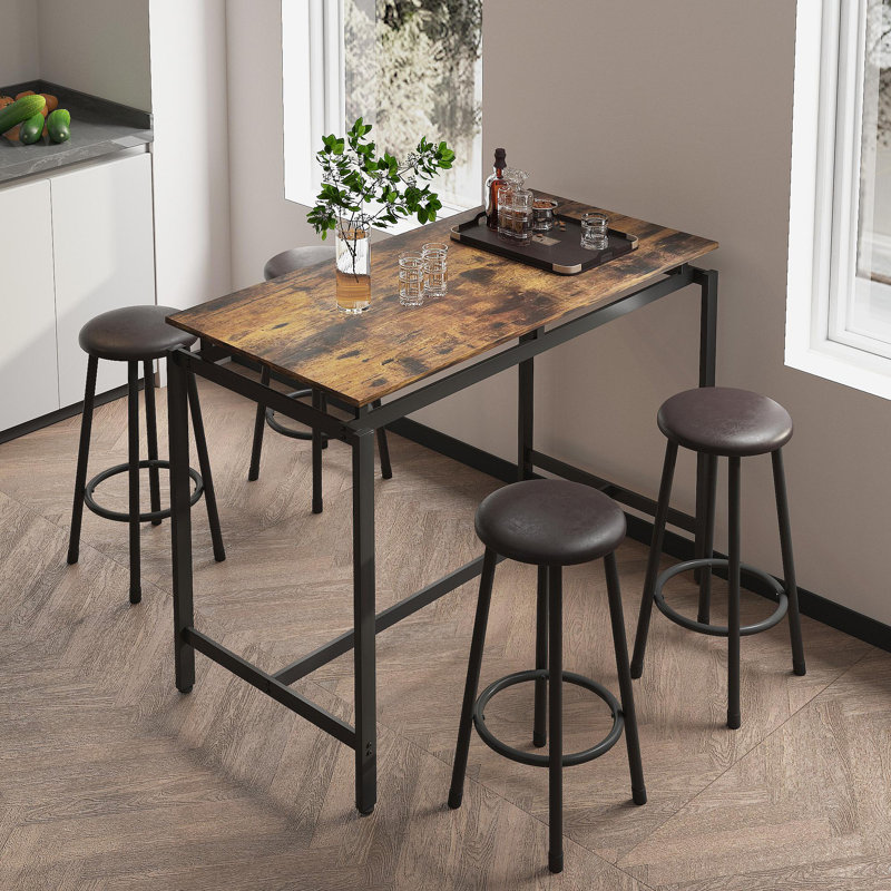 Ensemble de table de cuisine 5 pièces à hauteur de comptoir, table de bar avec 4 tabourets