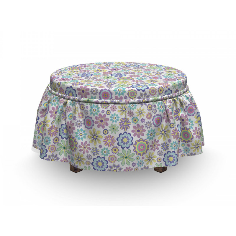 Ensemble de housse pour repose-pieds à coussins carrés 2 pièces pastel