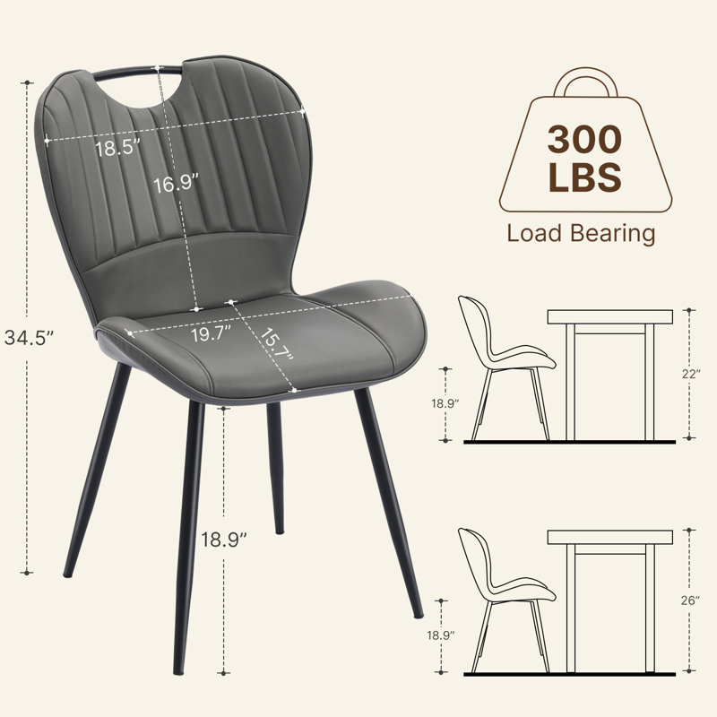 Chaises de salle à manger rembourrées modernes en similicuir (gris), Gris