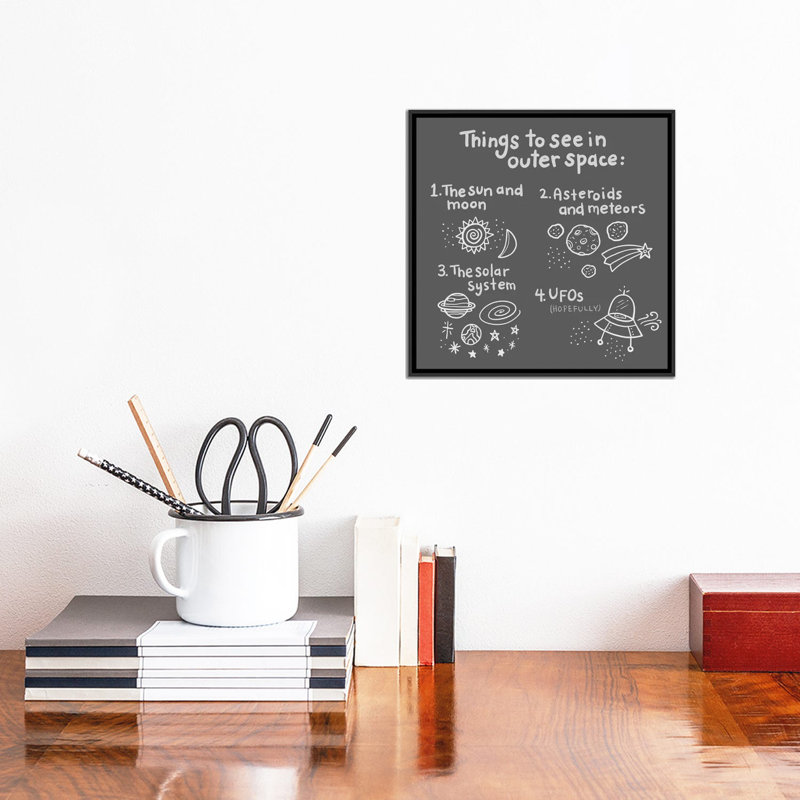 «Outerspace / Black III», impression sur toile, H 37 po x l 37 po x P 1,5 po, Toile avec cadre noir, Pas de tapis