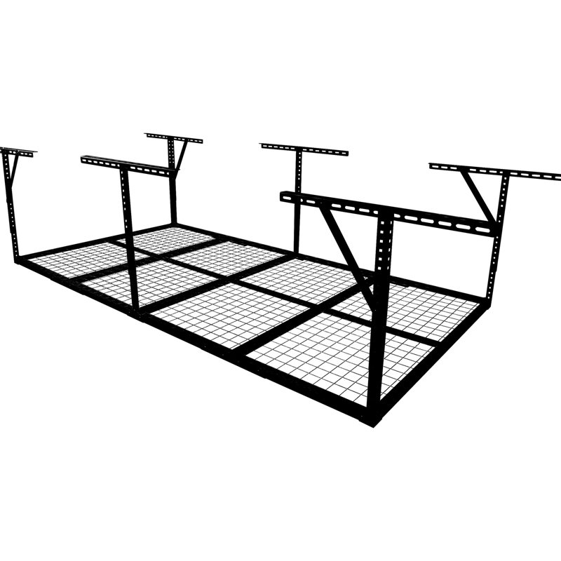Support de rangement pour garage 4 x 8 pi, capacité de 600 lb, abattant réglable de 22 po à 40 po, noir, pour ranger des articles saisonniers, acier robuste pour espace de rangement, réglable, solution verticale, convient pour