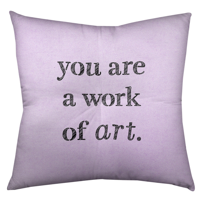 Coussin décoratif intérieur/extérieur travail d’art, 26 po x 26 po, Mauve / noir