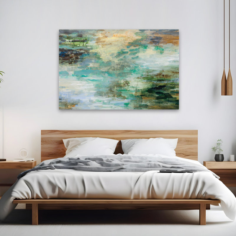 Marais - Abstrait bleu turquoise / brun, H 60 po x l 40 po