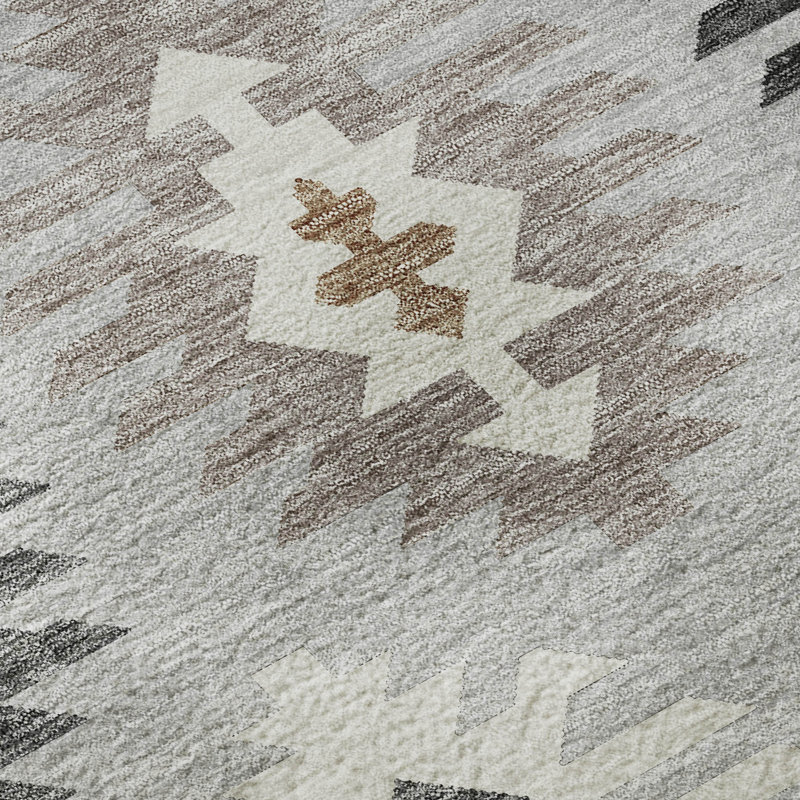 Premium Machine Washable Prisco Silver Rug, Rectangle 5' x 7'6"