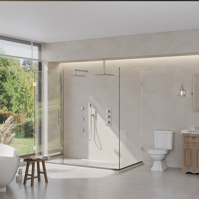 Système de pomme de douche thermostatique double, robinet de douche à pluie haute pression 12 "avec douchette et jet pour le corps