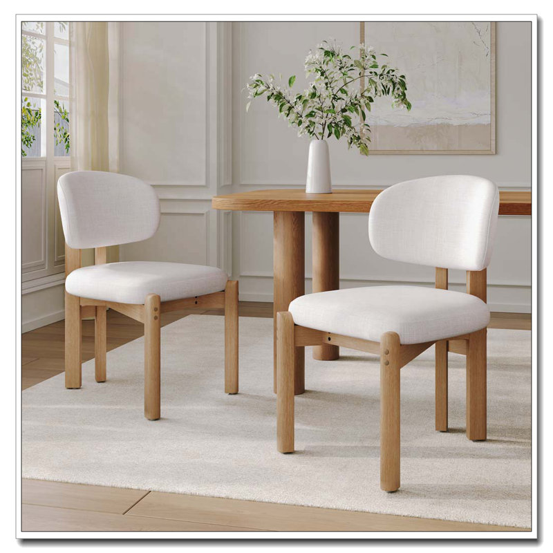 Chaises de salle à manger rembourrées Mid-Century, Naturel