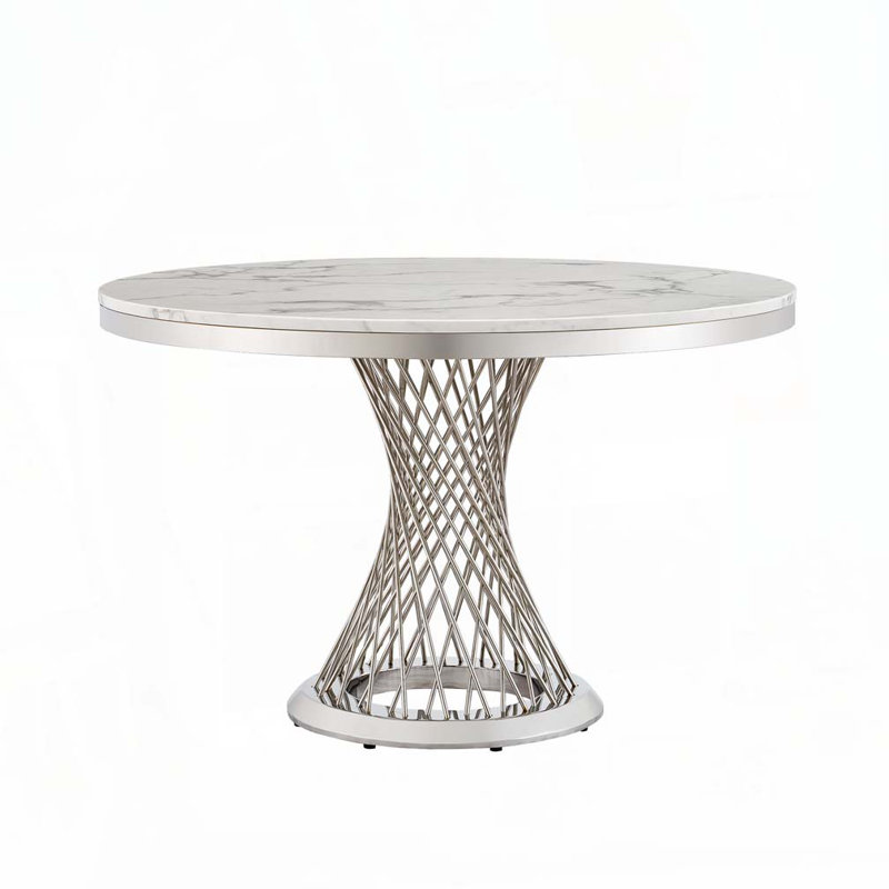 47" Round Dining Table, Silver