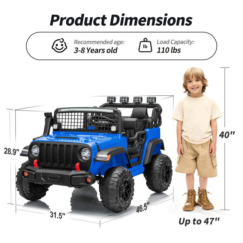Voiture sur roulettes 24V 9Ah pour les grands enfants, 2 places avec télécommande, Orange