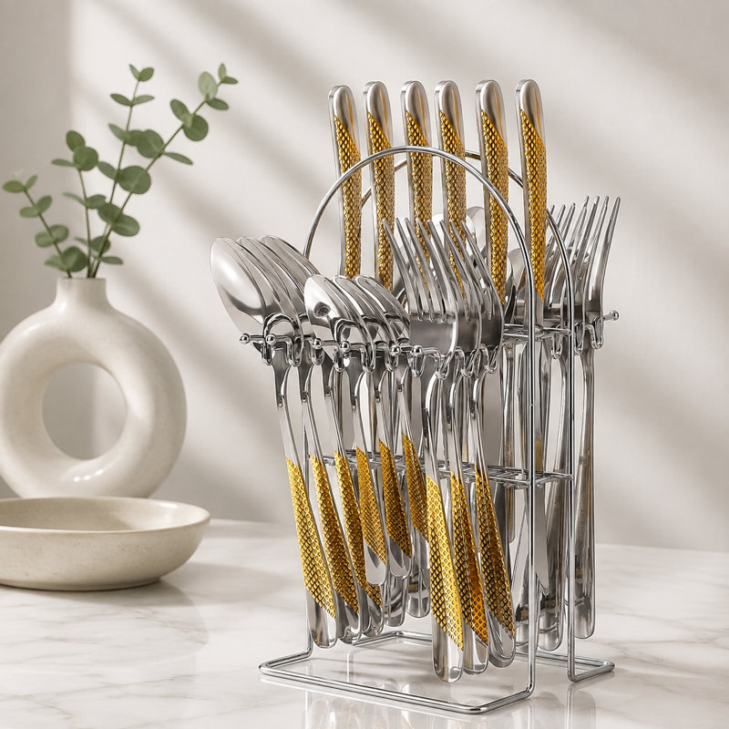 Ménagère de 24 pièces avec porte-couverts