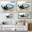 Minimal Streams Turquoise Gold - Abstract Modern Waves, décoration murale-154930535-154930538