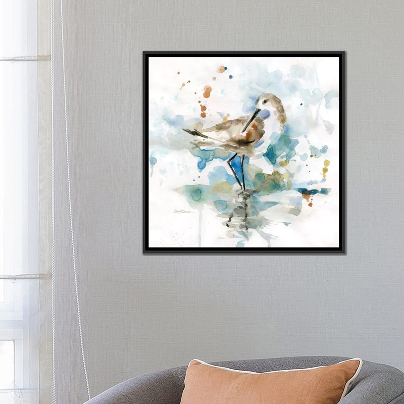 « palm beach piper », impression sur toile tendue, H 18 po x l 18 po x P 1,5 po, Pas de tapis, Toile avec cadre flottant noir