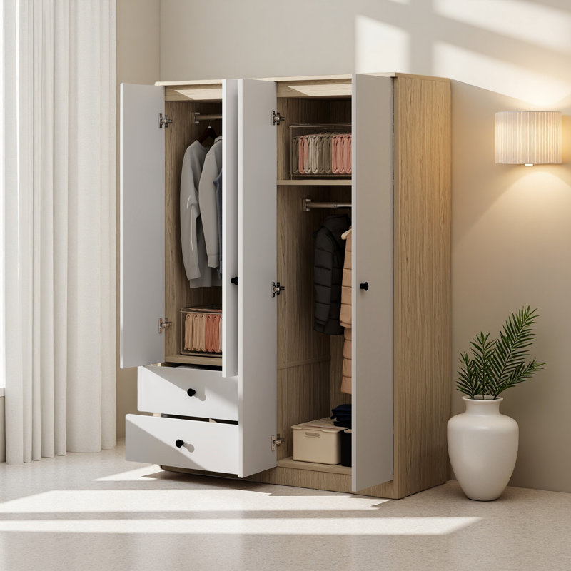 Garde-robe 4 portes avec tiroirs