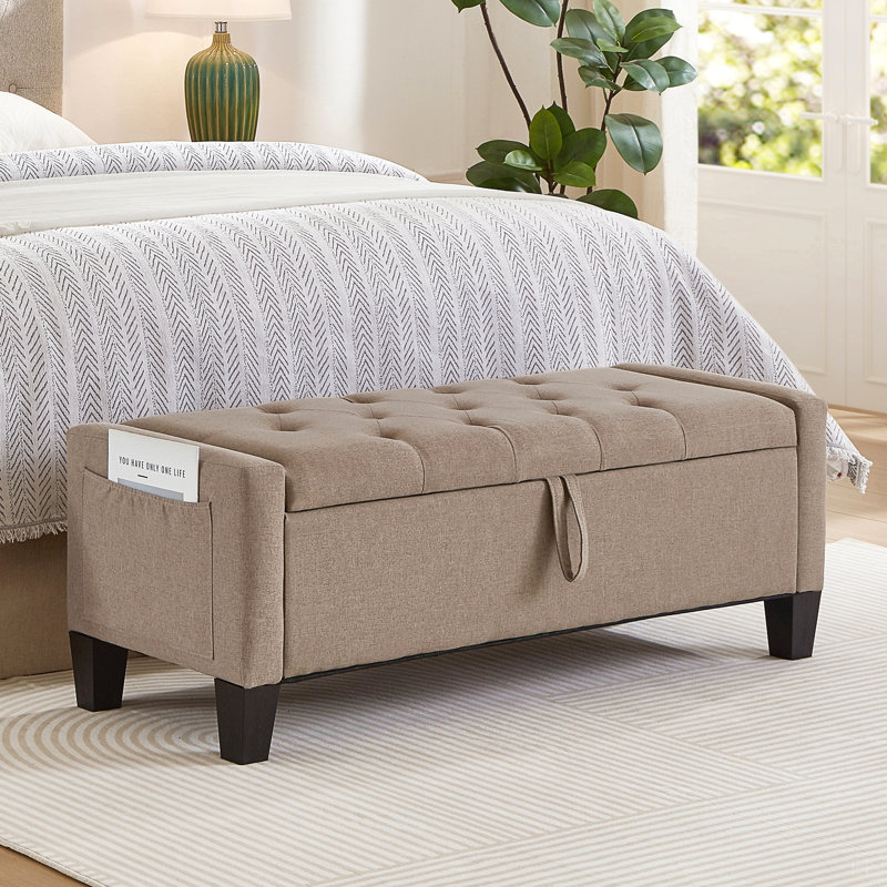 Repose-pieds avec rangement, repose-pieds avec rangement et charnière de sécurité, poids de 350 lb, banc d'entrée rembourré avec sièges pour la chambre à coucher, le salon