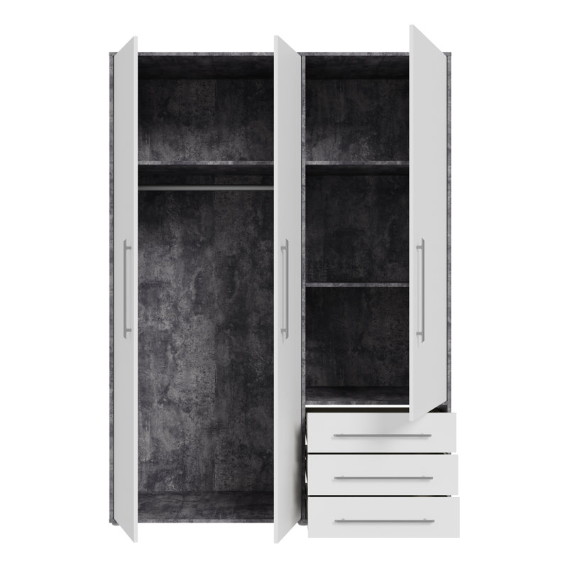 Takeem Manufactured Wood Wardrobe, Concrete/White