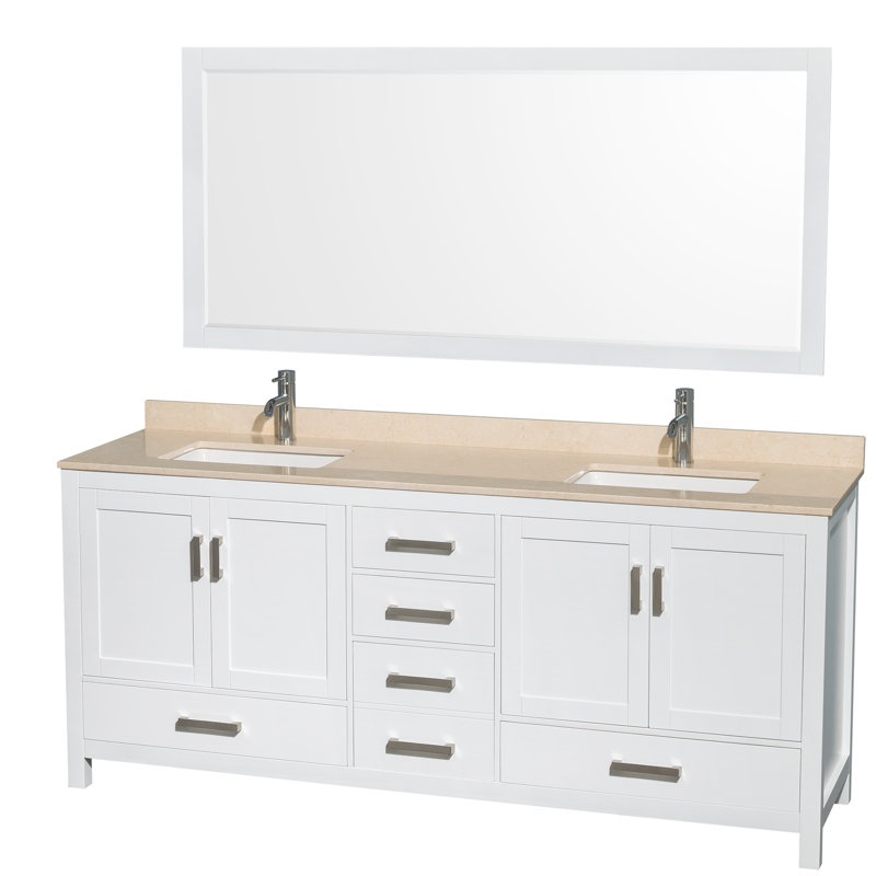 Sheffield 79" Double Bathroom Vanity Base Only, White