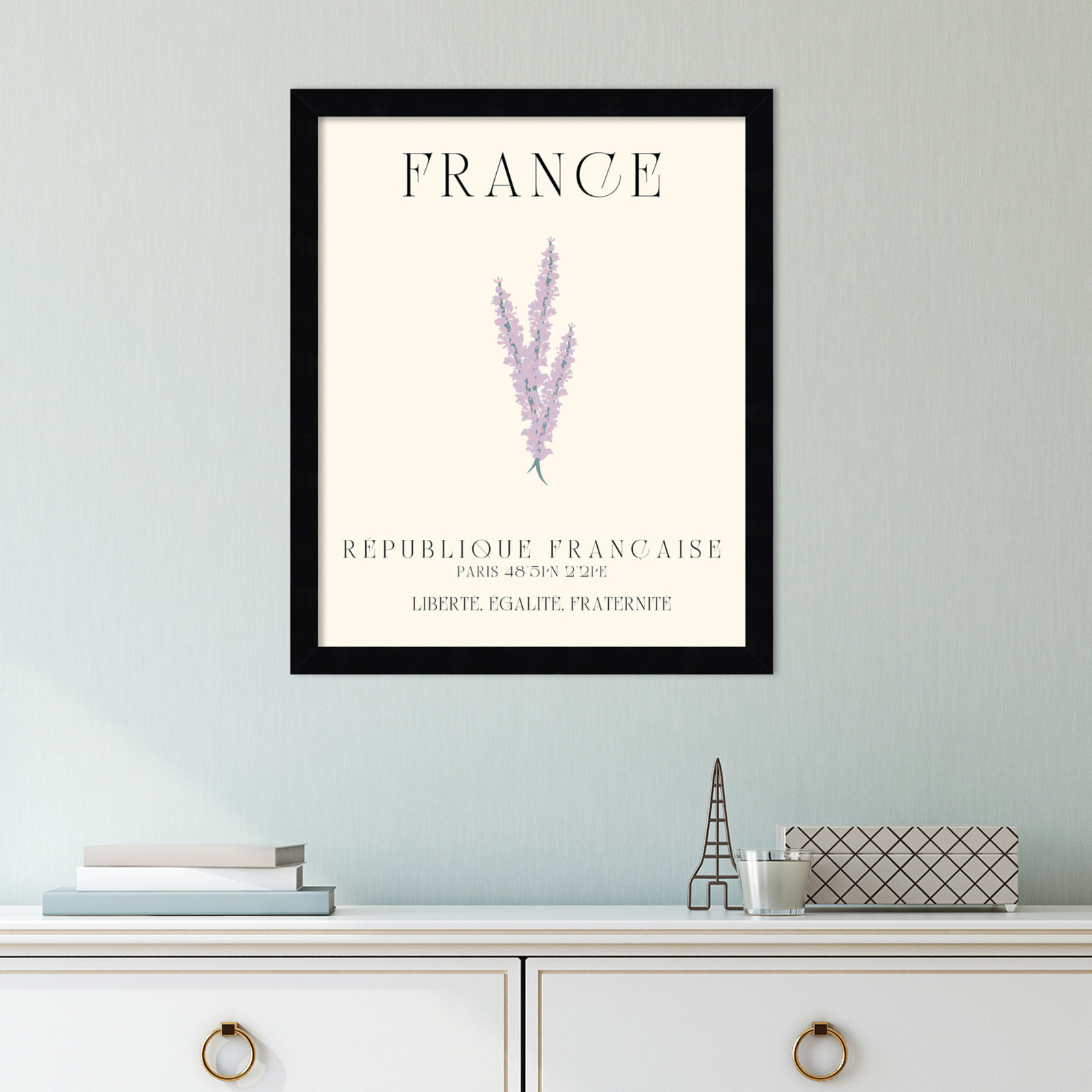 Mirando "France Travel Poster" Print, 14" W x 17" H x 1" D, Black Framed
