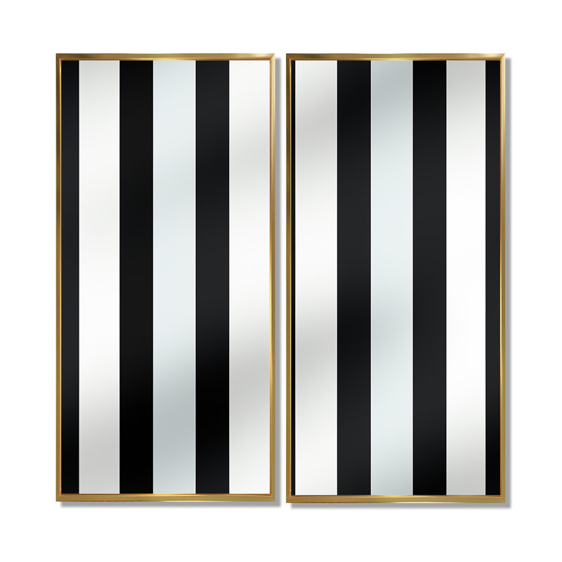 Harmonie de lignes noires et blanches rayées - impressions sur toile modernes, H 32 po x l 32 po, Doré