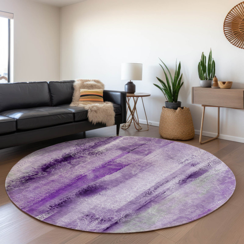 Cerrito Area Rug with Non-Slip Backing, Round 8'