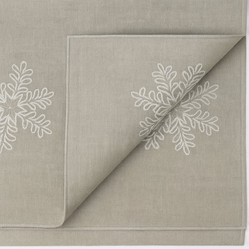 Chemin de table brodé en forme de flocon de neige argenté, 16 po x 90 po, Argent argent, L 90 po x l 16 po
