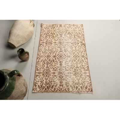 Handcrafted Beige Turkish Rug With Unique Boho Design Ideal For Enhancing Your Living Room Or Bedroom Floor