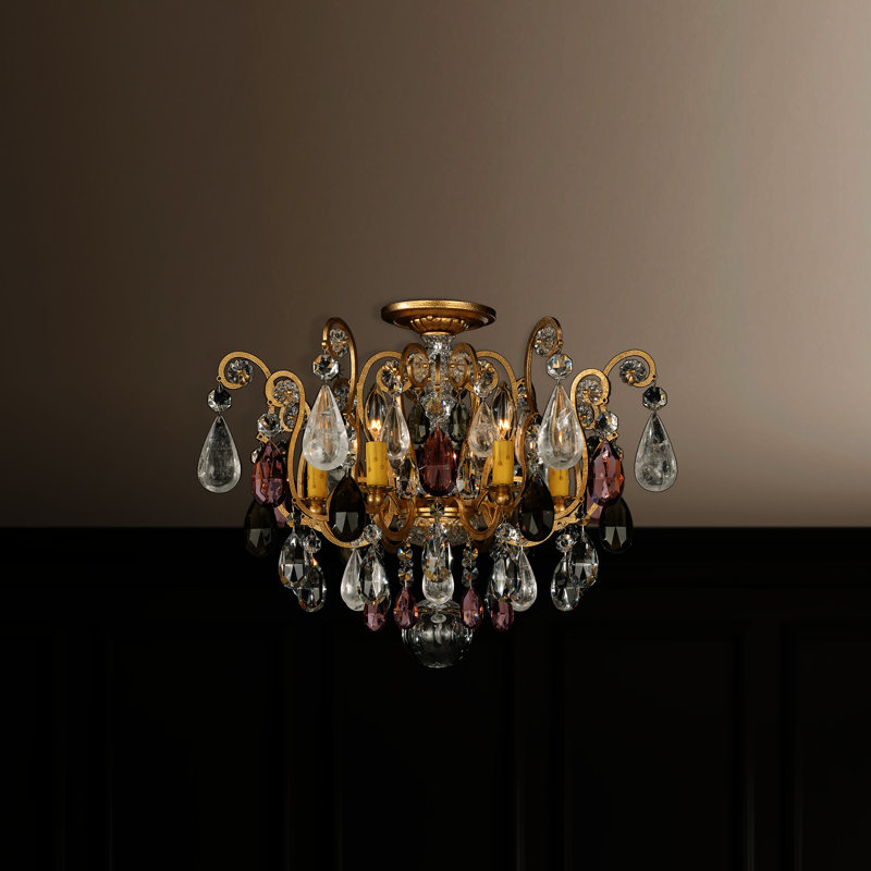 Renaissance Semi Flush Mount, Clear Rock Crystal, Heirloom Gold