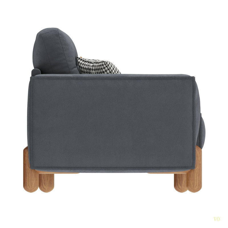 Couches pour le salon, canapé rembourré en tissu moderne capitonné avec accoudoir carré et 4 pieds en bois massif pour 2 coussins décoratifs