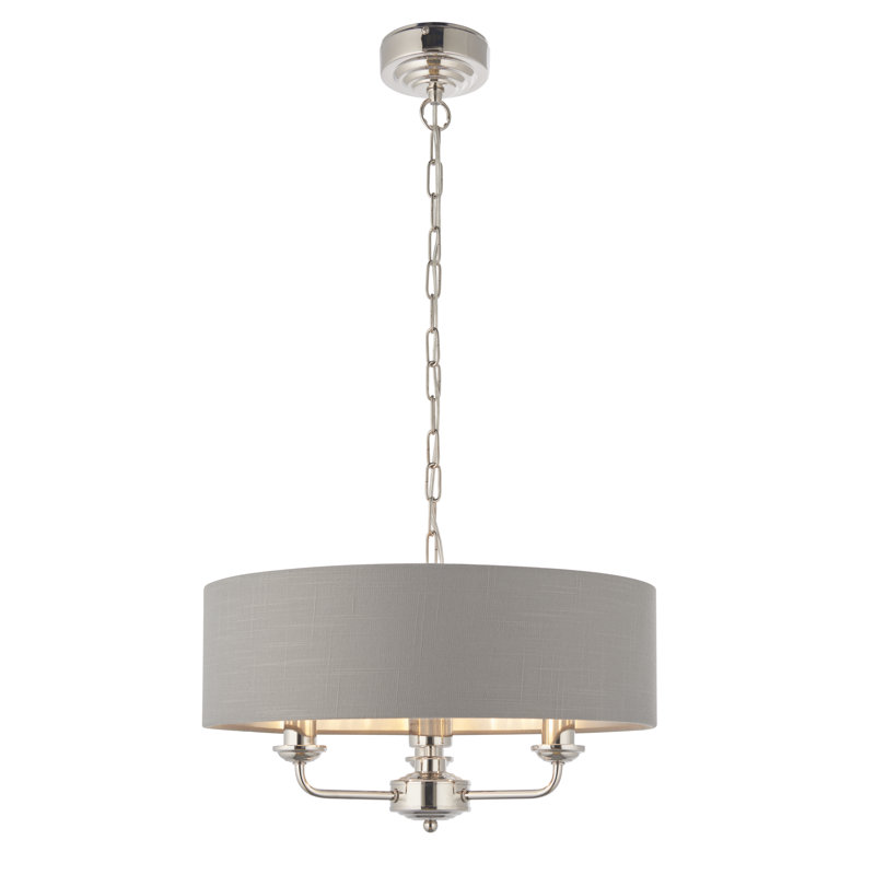 Landover 3 - Light Drum Chandelier, Bright Nickel, Charcoal