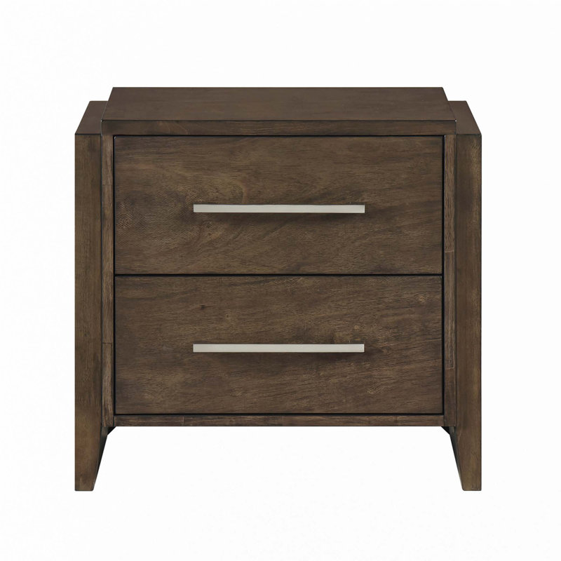 Table de chevet en bois d'hévéa massif 2 pièces