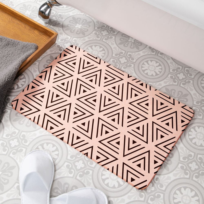 Geometric Triangle Rectangle Bath Mat, Pink