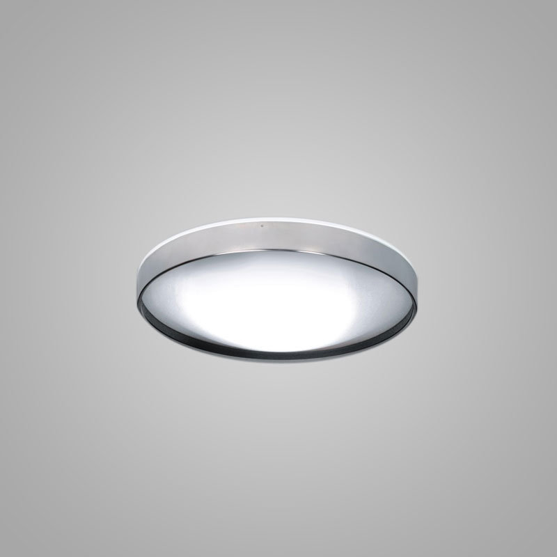 Alina Simple Circle Flush Mount, Stainless Steel/Black, 5.25" H x 19.69" W x 19.69" D