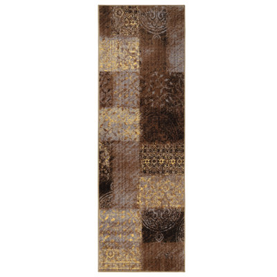Hadley Damask Geometric Design 100% Nylon Non-Slip Indoor Area Rug