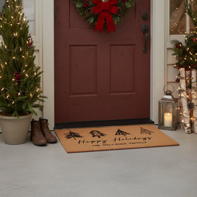 Personalized Happy Holidays Doormat, 17"x29"