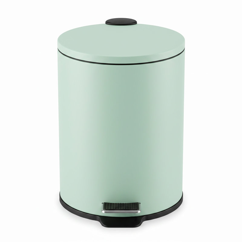 Poubelle ronde de 5 L à fermeture en douceur pour cuisine et salle de bain – Petite poubelle avec couvercle silencieux, verte