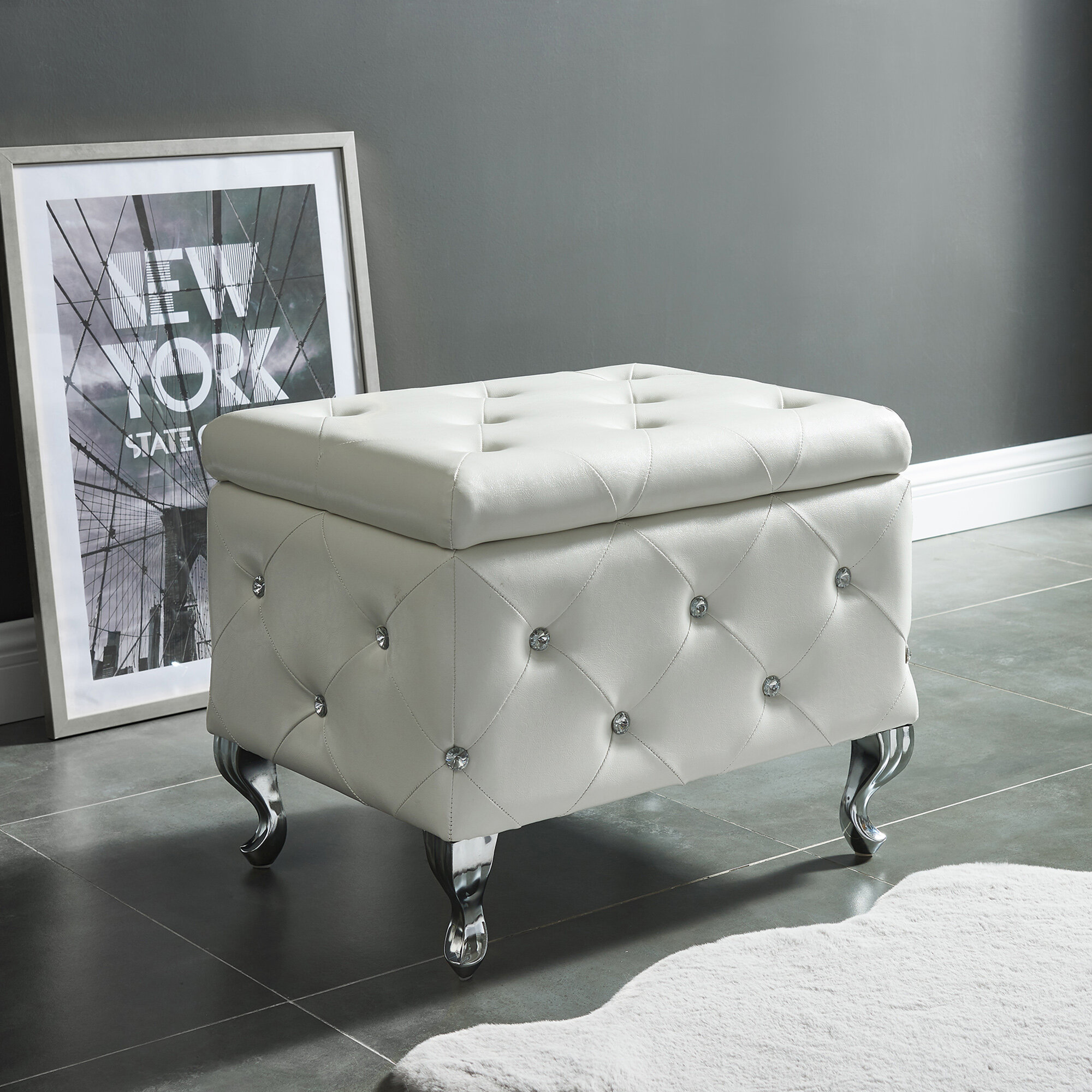 Linder tufted store storage ottoman