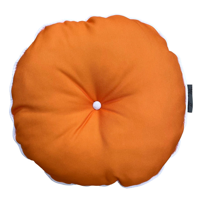 Indoor / Outdoor Grey Circular Throw Cushion, Orange