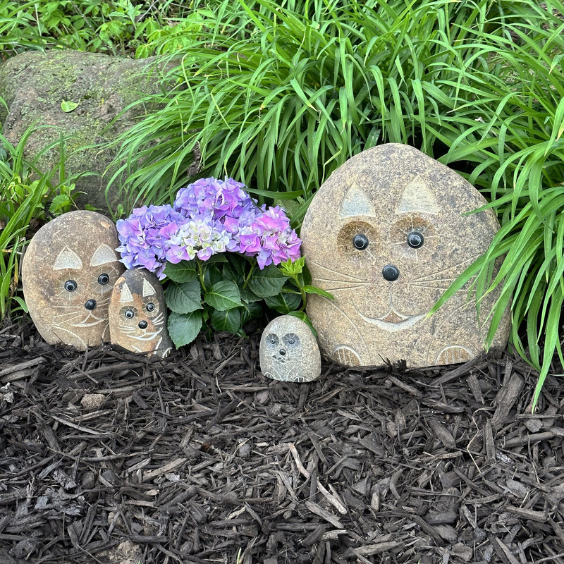 Famille de chats Boulder Stone Stone Creations 4 po 6 po 8 po 12 po